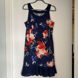 Tommy Bahama Marina Short Sundress, Size M, Navy Blue Floral Print